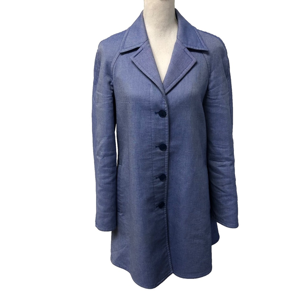 Stella McCartney Overcoat Womens 6 Women Blue Button Knit Designer Professional